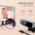1Pc FHD 1080P Webcam USB PC Computer Webcam Auto Focus With Microphone 60-Degree Widescreen Desktop Laptop Webcam Live Streaming Webcam With Rotatable Clip For Live Broadcast Video Calling Conferencin