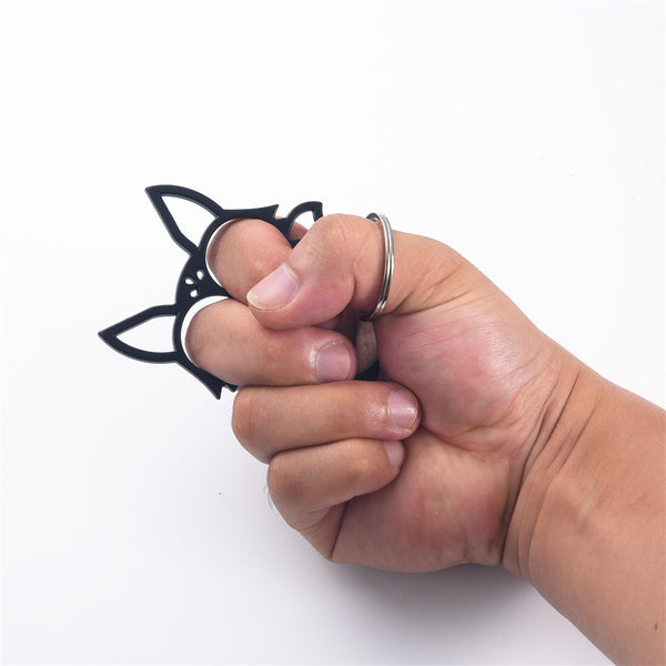 Fox Shaped Key-chain Metal Double Finger Lock Outdoor Self-defense Supplies Multifunctional