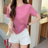 Summer scheming design sense niche half sleeved high waisted short top irregular short sleeved t-shirt for women