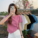 Summer scheming design sense niche half sleeved high waisted short top irregular short sleeved t-shirt for women