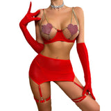 Sexy Mesh Ultra-Short Skirt with Garter Belt Set, Lingerie Costume Lingerie Set