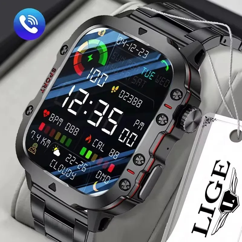 LIGE Bw0667 2026 Outdoor Mens Smartwatch Blue Tooth Call Sport Heart Rate Monitor IP68 Waterproof Smart Watches for Android IOS - Electrosphere South Africa