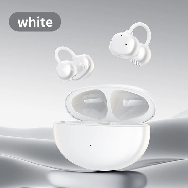 S618 Earclip Earphones Wireless Blue-tooth 6.0 Headphones with Mic, 38H Play, Noise Cancellation, Waterproof, Sports Ear Buds