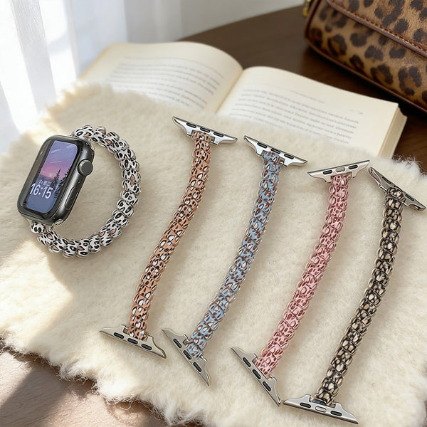 Suitable for Apple Watch Ultra Leopard Print Phone Strap Hair Tie iWatch Se Women's Watch Strap