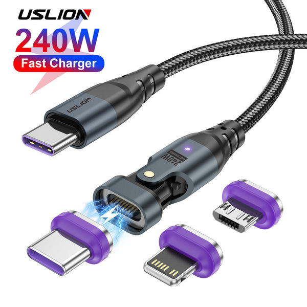 USLION 240W Magnetic USB-C to C Data Cable