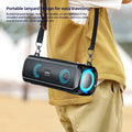 Rockmia EBS-045 Portable Wireless Music Speaker Bluetooth 5.0 RGB LED Lights Microphone TF Card Shoulder Strips