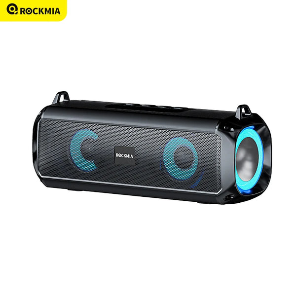 Rockmia EBS-045 Portable Wireless Music Speaker Bluetooth 5.0 RGB LED Lights Microphone TF Card Shoulder Strips