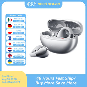 QCY Crossky C30S Open Ear Wireless Earphones Hi-Res with LDAC Ear Clip Earbuds Bluetooth 6.0 Clip On OWS Sports Headphones 40Hrs
