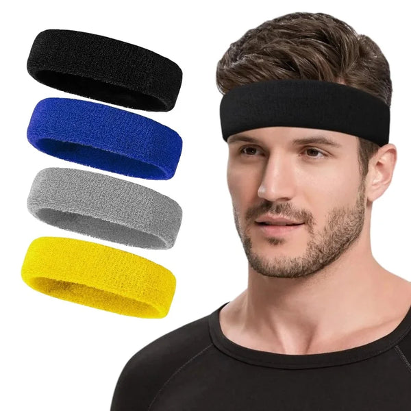 2pcs Sports Sweatbands Headband Moisture Wicking Hairband Athletic Towel Headbands Cotton Head Sweat Bands for Running Cycling