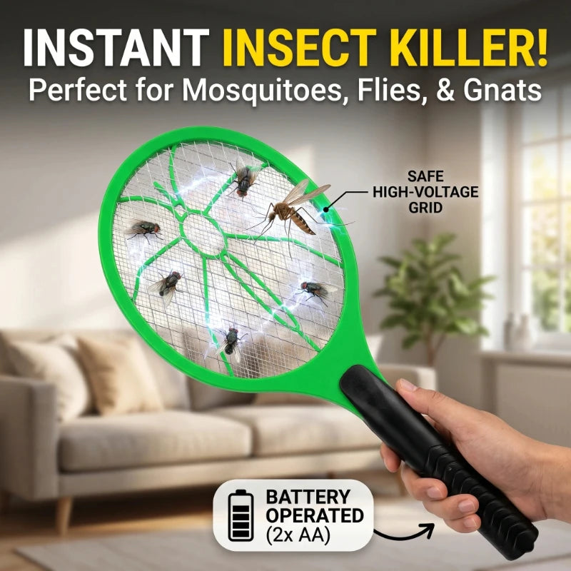 Household Safety Electric Mosquito Swatter Fly Swatter Bug Zapper Killer Bug Zapper Racket for Dormitory & Outdoor & Studio Use