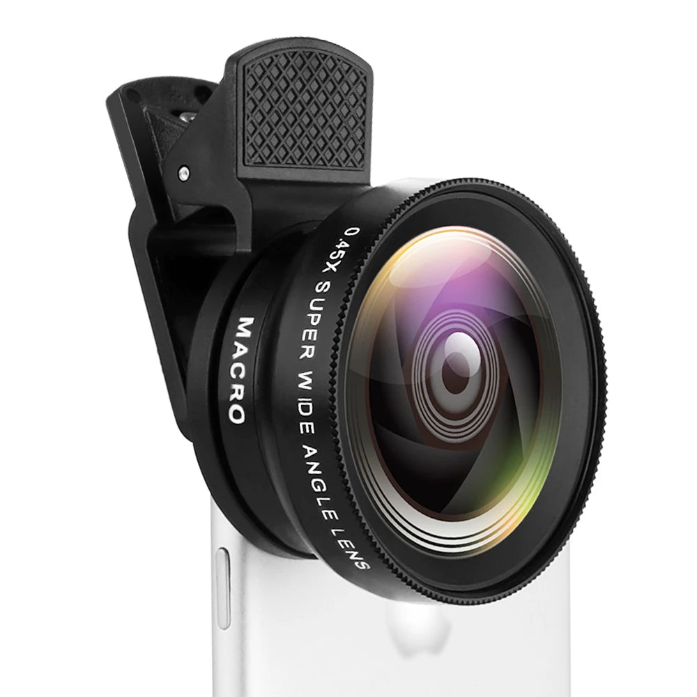 2 Functions Mobile Phone Lens 0.45X Wide Angle Len & 12.5X Macro HD Camera Lens Universal for iPhone Android Phone - Electrosphere South Africa