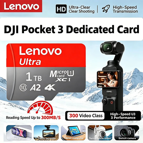 Lenovo 2026 New High Speed Memory Card 1TB 512GB 256GB Micro SD Class 10 TF Flash for iPhone Drone Car Camera Cartao De Memoria