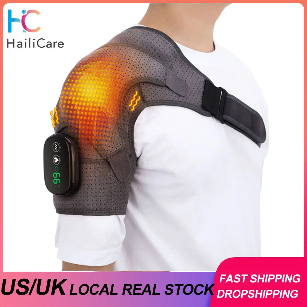 Electric Shoulder Massager Heating Pad Vibration Massage Support Belt Shoulder Thermal  Brace
