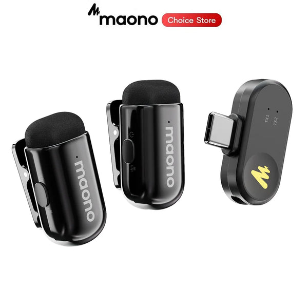 MAONO Wave T1 Mini Wireless Lavalier Microphone Mini Lapel Mic Wireless Mic for iPhone Android for Video Recording Podcast Vlog