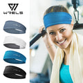 WRELS Sports Headband Moisture Wicking Workout Sweatband Stretchy Unisex Hairband Non Slip Head Band for Running Cycling