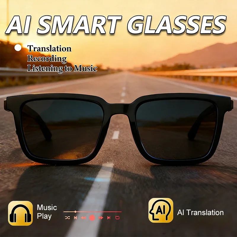 AI Smart Glasses for Men Smart Translation Glasses with Waterproof Call Function BT Smart Sunglas Outdoor Sports Headphones - Electrosphere South Africa