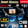 Lenovo 1800MP AI Smart 8K Wireless Glasses Bluetooth Sunglasses Remote Control Touch Photo Recording Voice Assistant Translator