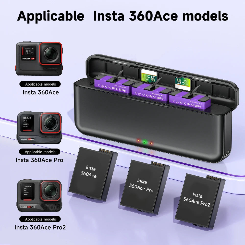 2400mAh Battery for Insta360 Ace Pro 2 Insta360 Ace Pro + 3-Slot LCD Charger for Insta360 Ace Insta 360 Ace Pro 2 Battery Camera