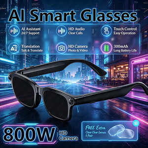 2026 Smart Glasses 800W HD Camera Video Recording Photo HD Audio AI Translation 300mAh Touch Control AI Assistant Smart Glasses