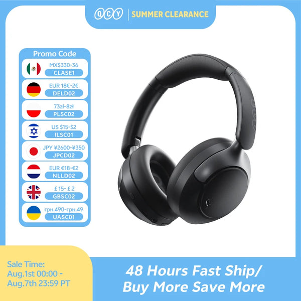 QCY H3 Pro ANC Wireless Headphone 50dB Noise Canceling Hi-Res Spatial Audio Earphone with LDAC Bluetooth 5.4 Over Ear Headset