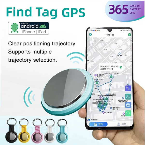 Smart AirTag Bluetooth GPS Tracker for iPhone Android, Mini Locator for Keys Wallet Pets Luggage, Anti-Lost Finder Device