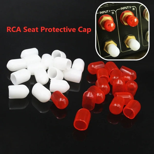 50Pcs Audio RCA Seat Dust Cap Anti-oxidation Rubber Sleeve Socket Audio Cable Plug Protective Cover