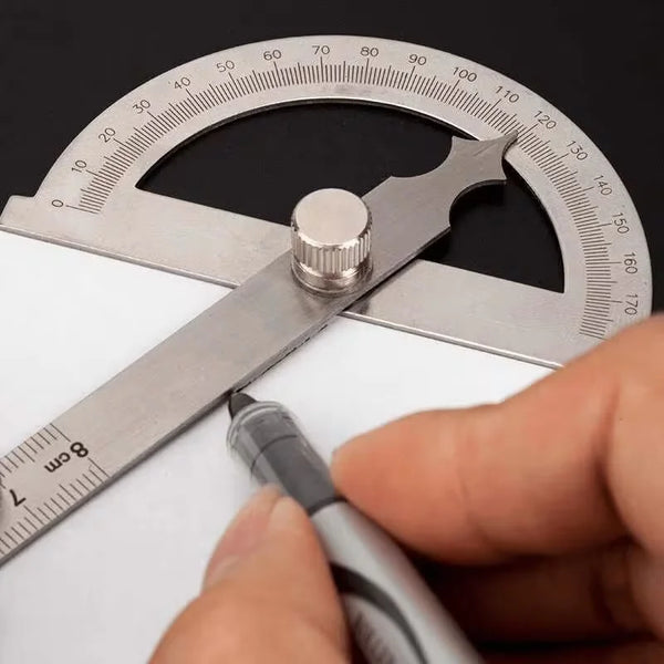 Stainless Steel Adjustable Protractor, Precision Angle Measuring Tool for Woodworking, Carpentry & DIY