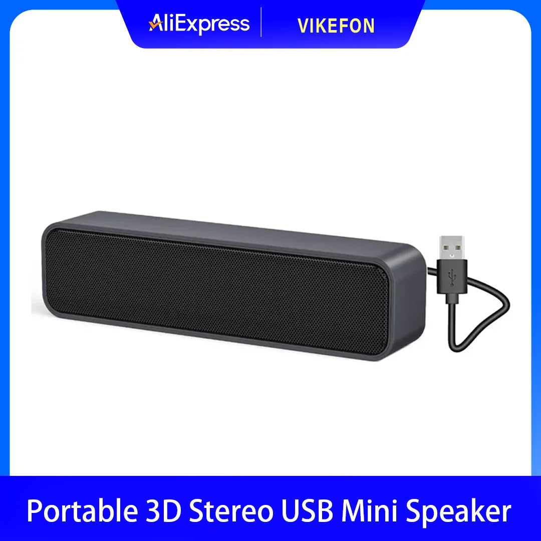 Mini Speakers Plug and Play USB Powered Soundbar Desktop Speaker Wired Computer Sound Box for TV Desktop Laptop Computer Speaker