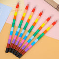 12-Color Building Block Crayons Fun Rainbow Color Stackable Drawing Crayons Graffiti Pen Art Supplies Birthday Gift Boy Girl