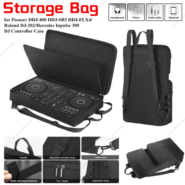 Carrying Case Shoulder Bag Backpack for Pioneer DDJ-400/DDJ-FLX4 for Roland DJ-202 DJ Controller Case Anti-scratch Storage Bag