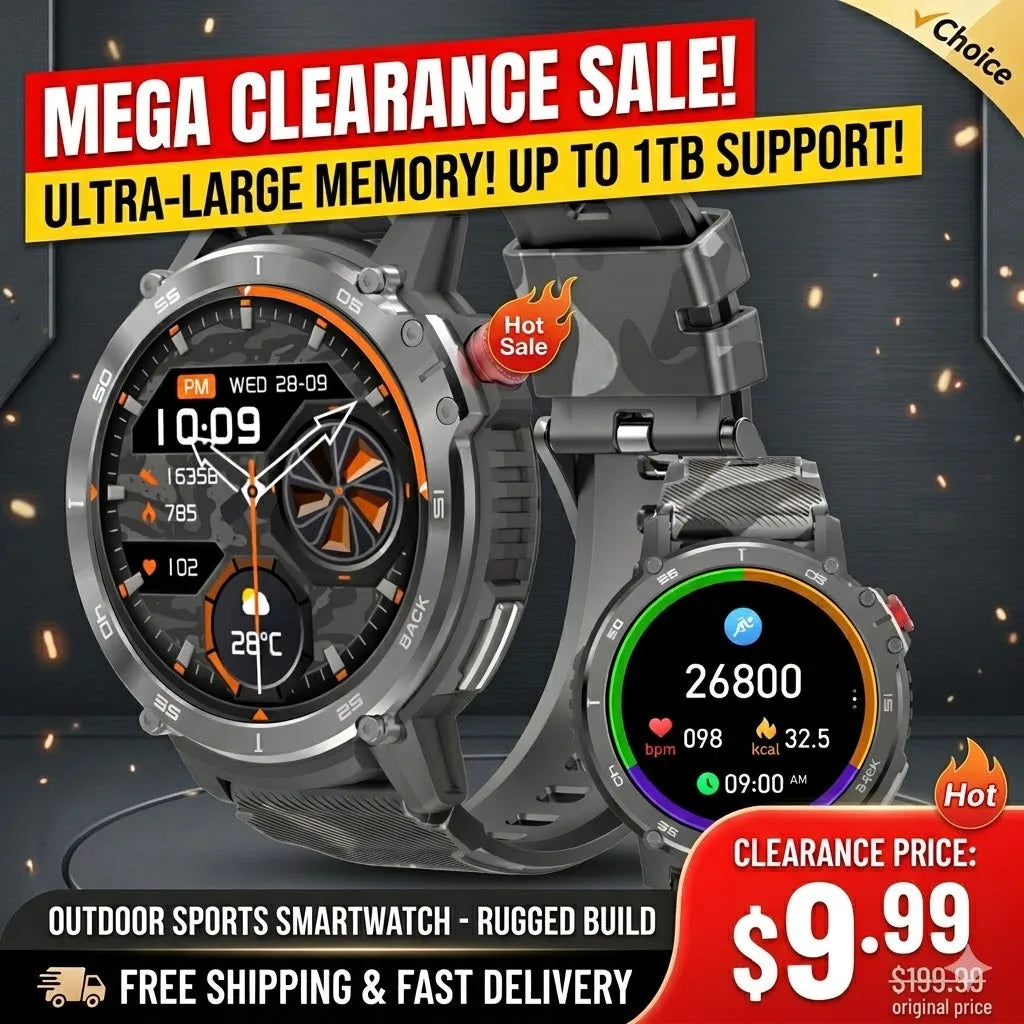 MEGA Clearance Sale!! High Quality Smart Watch for Outdoor Sports with Off-line Music 24/7 Health Data Tracking Gift for Father