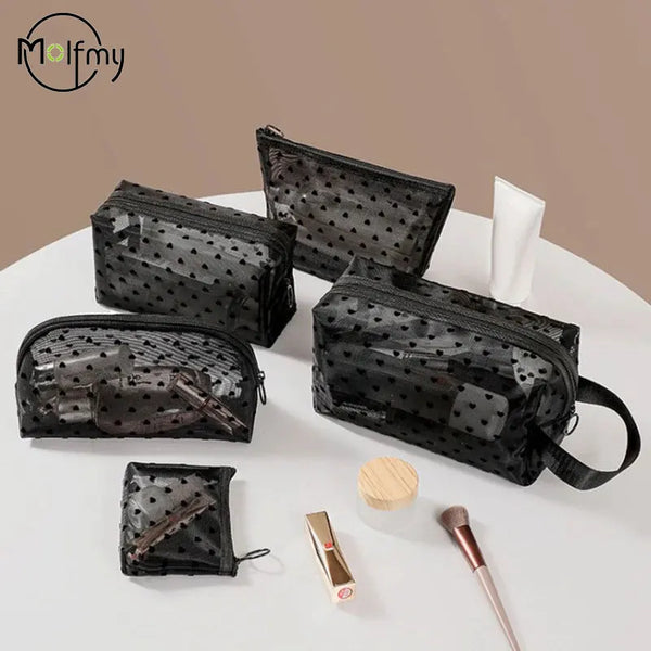 Makeup Bag Outdoor Personalized Transparent Nylon Mesh Cosmetic Bags Pouch Travel Organizer Zipper Beach Makeup Women's Purse