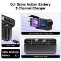 2250mAh For DJI Osmo Action 5 Pro Action 4/3 Camera Battery with 3-Channel Fast Charger For DJI Osmo 360 Action 6 Accessories