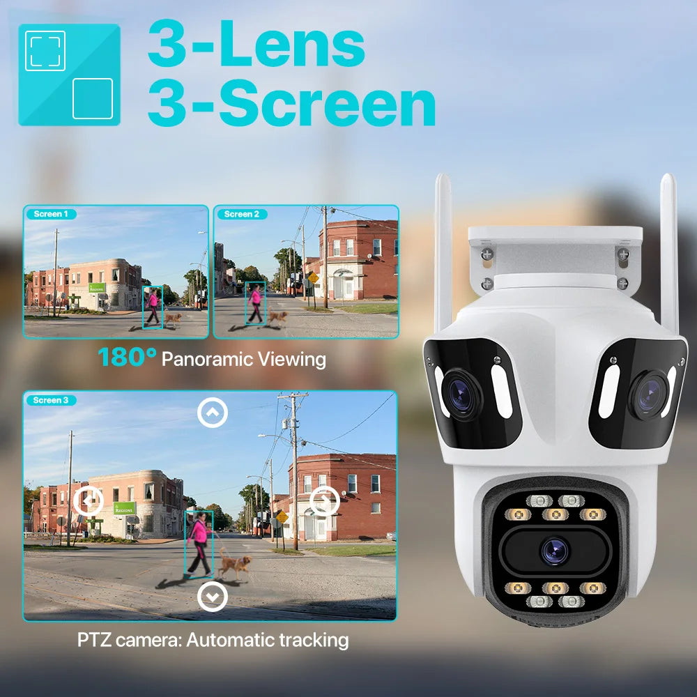 Three Lens 6K HD Outdoor WiFi Security Camera - Electrosphere South Africa